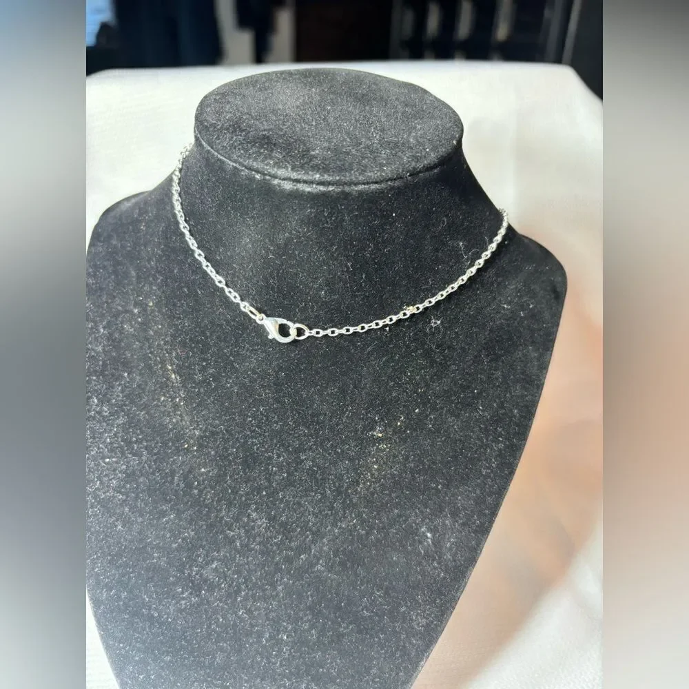 Fleur de Lis Pendant & 18” Gunmetal Stainless Steel Necklace NWOT